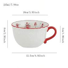 可爱的花卉图案陶瓷咖啡杯，优雅的花卉设计茶杯，美丽的审美下午茶红色花朵陶瓷杯，釉面，高品质返校返校 - 彩色 - 查看 13