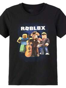 Gamer Fan Graphic Tee Unisex Short Sleeve Shirt S- Graphic T-Shirt Spring/Summer Casual Printed Short-Sleeved T-Shirt, Y2K Style, Printed With Slogans/Figures, Suitable For Summer, School, Emo, And 2000s Style Wear. - 黑色 - 查看 1