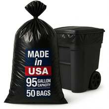 95-96 Gallon Extra-Lar Bla Garba Can Liners, Heavy-Duty Trash Bags, 50 Bags, 1.5 Mil Thi, Ideal For Mercial & Home Use Variant 1 - 1 件裝(50 件裝) - 查看 1