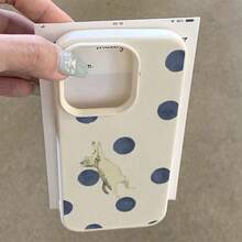 1 chiếc ốp lưng điện thoại TPU họa tiết chấm bi xanh hình mèo, tương thích với iPhone 17 Pro Max/17/16 Pro Max/15/13/12/11, S20 FE/A15/S24/A55, Note 11/Note 12/Note 13 Pro, ốp lưng bảo vệ toàn diện chống rơi vỡ, mềm mại. - trắng - Xem 3