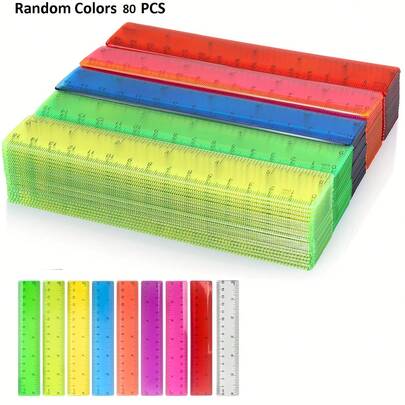20Pcs Flexible Ruler 6in, Soft Plastic Straight Ruler With Inch Cm,Flexibleruler,Plasticruler ,6inchruler,Schoolsupplies,Officedesk,Coloredruler,Softruler,Measuringtool,Bendableruler,Stationery