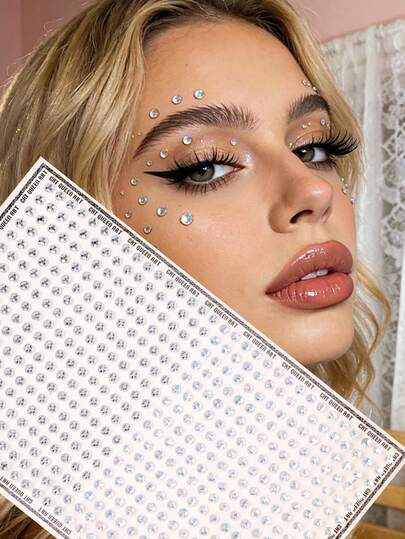 Shiny Transparent Crystal Rhinestone Face Jewels, Suitable For Eye Corner/Nail/Face Decoration, DIY For Wedding, Music Festival, Carnival, Valentine's Day, Y2K Party, Daily Decoration, Makeup Party, Ball, Can Be Used For Hair, Eyes, Face, Body Decoration