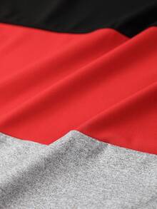 男士夏季短袖T恤短裤套装，个性拼接撞色时尚休闲装，带口袋，抽绳腰带裤子，两件套，通勤，街头风，适合送给丈夫或男友 - 彩色 - 查看 3