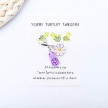 1 Stück süßer Schlüsselanhänger mit leuchtender Meeresschildkröte, "DU BIST SCHILDKRÖTEN-MÄSSIG TOLL" inspirierender Schlüsselanhänger, Schildkröte, Blume - geeignet für Valentinstag, Geburtstag, Hochzeit und Feierlichkeiten - Übersicht 14