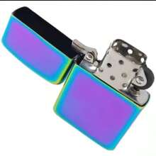 Paquete  Caja 10 Encendedores Metálicos Tipo Zippo, Antiviento, Recargables, Tapa Abatible, Diseño Clásico, Duraderos, Portátiles, Acero Inoxidable, Uso Diario, Mayoreo - Tornasol - Ver 3