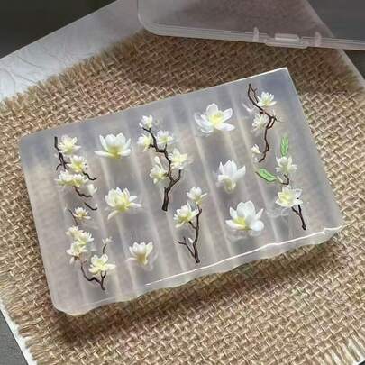 1件铃兰、花卉、牡丹花3D雕刻透明硅胶美甲模具