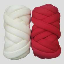Sợi Cheonet siêu dày, chất liệu nhung, thích hợp làm chăn móc DIY - 250g, nhiều màu (Trắng/Ngà/Hồng/Đỏ/Xanh dương/Vàng), sợi polyester. - Vỏ nhung - Trắng - 1 chiếc - Xem 18