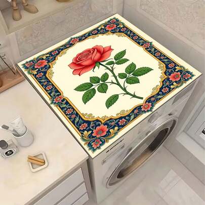 1 pieza Felpudo de secado de platos con estampado floral, almohadilla absorbente y de secado rápido para encimera de cocina, felpudo antideslizante para cafetera, de material de goma, artículo esencial de cocina, accesorio para el hogar