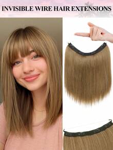 12 Inch Short Straight Hair Invisible Mesh Hair Extensions For Women, Synthetic Hair Pieces With Thin Soft Lace Mesh And Invisible Hair Clips - Multicolor - View 11