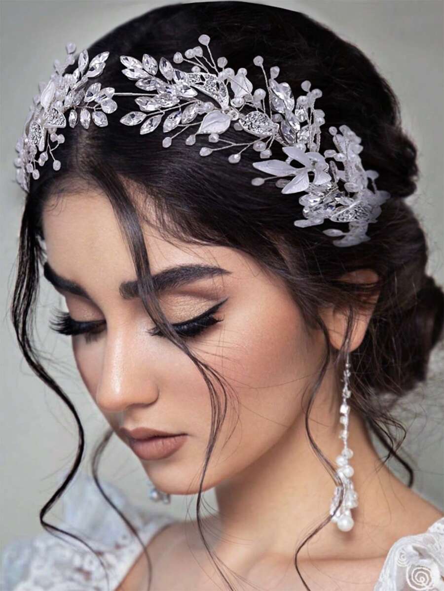 1pc Fashionable Alloy Rhinestone Headband, Luxurious Bridal Accessory, Elegant Women Hair Decoration Suitable For Wedding, Party, Ball,Summer,Beach