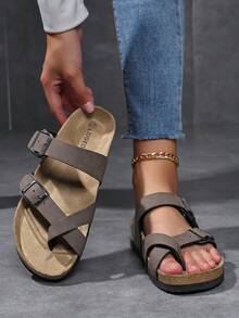 2026 Retro New Cross-Strap Toe Cork Slippers Beach Shoes Cork Sandals Unisex Luna Soft Cork Sandals - Mocha Brown - View 4