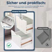 Badezimmerschrank, Beistellschrank mit 3 Schubladen, Schranktür & verstellbaren Ablagen, MDF Kommode, 60*28,5*81 cm, für Badezimmer, Wohnzimmer, Schlafzimmer, Esszimmer und Küche, Weiß - Weiß / 60 x 28,5 x 81 cm - Übersicht 5