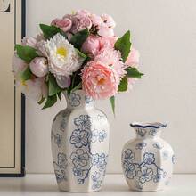 1 Stück chinesische Blau-Weiß Porzellanvase, vintage Eingangsbereich Dekoration, hochwertige keramische Blumenvase für Zuhause, Lobby, Hotel, Restaurant, Blumenarrangements, Hydrokultur, Dessertladen - Mehrfarbig - Übersicht 6