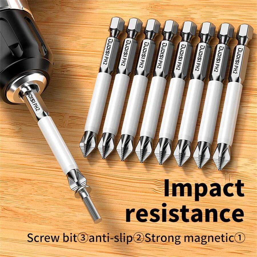 Punta de destornillador magnética resistente al impacto de acero de tungsteno, cabeza de destornillador eléctrico, mango hexagonal antideslizante - 3 piezas - Ver 1