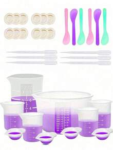 3个/34个硅胶树脂搅拌杯，600毫升/20盎司碗，100毫升加厚可重复使用硅胶杯， - Silicone mold kits - 查看 5