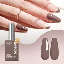 Beetles 1Pcs 15ML HEMA-Free Grey Brown Gel Nail Polish, Latte Routine Shade, Long-Lasting High Gloss Soak Off UV Curable Manicure For Salon & DIY - Nâu xám - Xem 1
