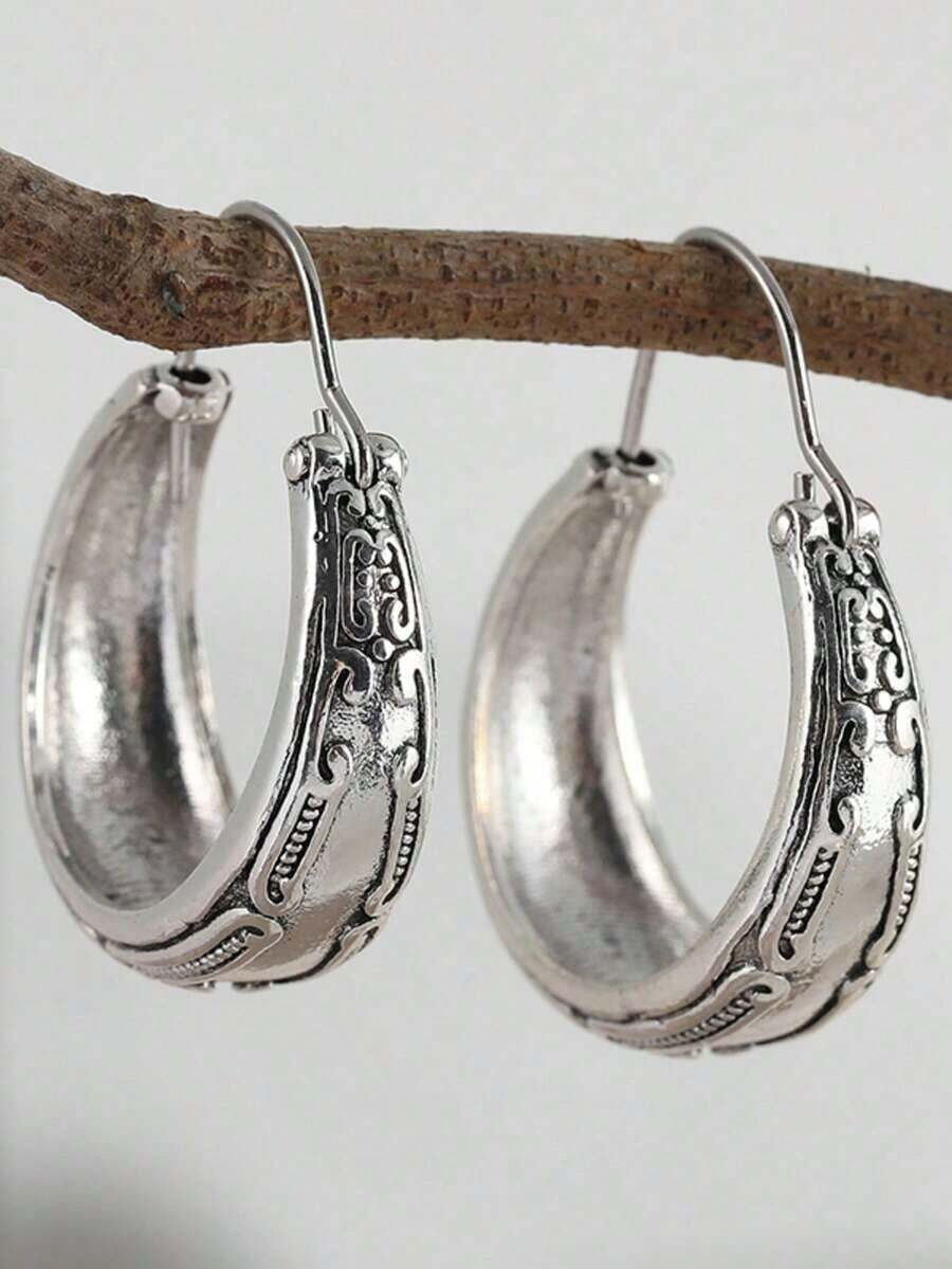 Bohemian Earrings, Silver-Tone Women's Earrings, Handmade Earrings, Gift For Her, Textured Silver Earrings - Bạc - Xem 1
