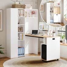 Home Office Desks - White + MDF+Left - View 2