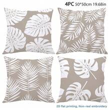 MEMNUN 4pcs Modern Simple Milk Tea Color Tropical Leaf, Monstera Leaf, Palm Leaf Print Pillow Covers [No Pillow Insert], 17.7*17.7in(45*45cm)/19.69*19.69in(50*50cm)/15.75*15.75in(40*40cm), [Single-Sided Printing], Made Of Polyester, Khaki Simple Green Plant Throw Pillow Covers For Sofa, Living Room, Bedroom, Car, Office, Hotel, Homestay Decor, Perfect Gift For Family And Friends - Multicolor - View 13