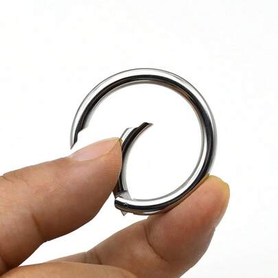 5 chiếc vòng chữ O lò xo kim loại, khóa bấm màu bạc, nhiều kích cỡ khác nhau, vòng móc khóa có bản lề dùng cho móc chìa khóa và túi xách, phụ kiện thủ công và tự làm.