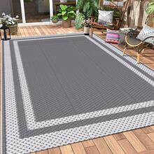 Alfombra exterior premium resistente al agua - Alfombra para patio de 5x7 pies para porche, terraza, área de vida al aire libre - Alfombra exterior de polipropileno resistente a la intemperie - marco de avión - Ver 10