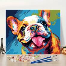 Uso artístico profesional, 1 pieza Adorable retrato de un bulldog francés vivaz - Kit de pintura por números DIY para principiantes - 40.64x50.8 cm - Sin marco - Pintura por números - Set de arte hecho a mano - Pintura acrílica por números - Adecuado para decoración de pared del hogar y regalos - Sin marco - Ver 2