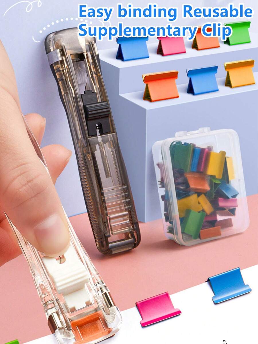 Set de cleme portabile reutilizabile - Include 50 de cleme de schimb reutilizabile. Acesta este un set complet de rechizite de birou, perfect pentru manipularea dosarelor, legare și organizarea documentelor. O alegere ideală pentru utilizare acasă, la școală, pe birou sau la birou.