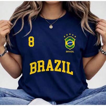 Blusa Feminina Brasil Verão Algodão Básica Versátil Minimalista Confortável