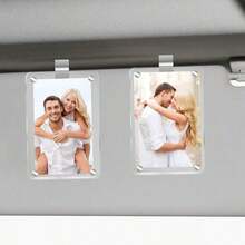 Car Picture Holder, Acrylic Magnetic Personalized Photo Holder Car Accessories Car Photo Holder Car Visor Clip, Personalized Car Picture Frame, Suitable For Adding Family Or Personal Photos - White - View 9