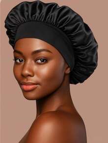 1/2 chiếc Mũ ngủ lụa, Mũ trùm tóc satin, Mũ rộng vành co giãn cao cấp dành cho nữ, Mũ ngủ lụa, Mũ trùm tóc satin cao cấp, Băng đô tóc lụa xoăn (Đen và Hồng), Mũ ngủ, Mũ đi nghỉ, Mũ mùa hè - Nhiều màu - Xem 2