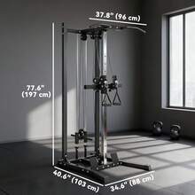SOOZIER Cable Machine, Dual Pulley System With Pull Up Bar And 14 Adjustable Positions, Cable Crossover Machine Home Gym Fitness For 1" Weight Plates - Black - View 7
