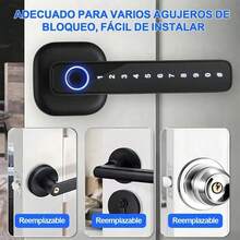 Cerradura inteligente 5 en 1, digital con reconocimiento de huella y control Bluetooth, multifuncional para puertas de 30-50 mm - Negro1 - Ver 4