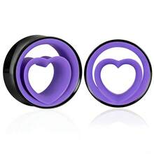 2件装闪亮情人节礼物不锈钢耳扩，可爱双色心形耳洞穿刺饰品女士派对耳环 - style-3 - 查看 31