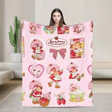 S-Strawberry Pink Shortcake Throw Camping Chair Picnic Blanket Fluffy Plaid Blankets For Decorative Sofa Portable King Lid Downy (6) - 如圖所示 - 查看 17