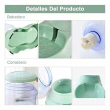 Comedero y Bebedero Doble para Mascotas | 3.8L, 1.8kg, Ideal para Perros y Gatos | Fácil de Usar y Mantener - por defecto - Ver 6