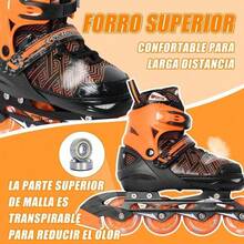 Patines en Línea Ajustables para Niños y Niñas | Azul y Negro con Detalles Verdes | Talla M (20.5-23cm), Ruedas de 72mm, Diversión y Estabilidad - Naranja - Ver 3