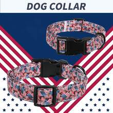 Vòng cổ cho chó in hình cờ Mỹ - Họa tiết ngày Quốc khánh - Khóa điều chỉnh màu đen - Dành cho chó nhỏ, vừa và lớn - Phối màu - Xem 6