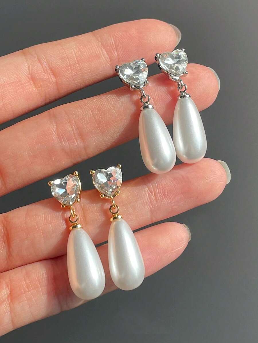 1 Đôi bông tai dáng giọt nước sang trọng bằng nhựa, thích hợp làm trang sức dự tiệc và ngày lễ cho nữ - Một đôi bông tai hình giọt nước - Xem 1