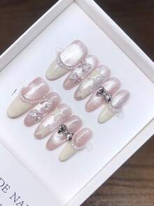 Móng giả dán thủ công nguyên chất, hình bầu dục dài, thiết kế mắt mèo chuyển màu vẽ tay, nghệ thuật làm móng tối giản thanh lịch chất lượng cao, móng tay nhẹ nhàng và dễ thương, móng giả sáng tạo, nghệ thuật làm móng hàng ngày, móng tay phong cách hiện đại dễ thương, phù hợp sử dụng hàng ngày, móng tay mùa xuân và mùa hè, có thể tháo rời và tái sử dụng, phù hợp cho phụ nữ và bé gái. - Nhiều màu - Xem 14