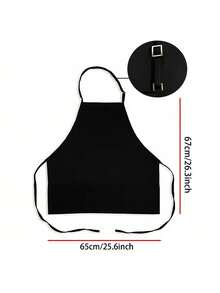 Tạp dề đen có thể điều chỉnh, kiểu dáng unisex, có 3 túi, phù hợp cho bồi bàn, nhân viên pha chế, giáo viên, người làm vườn và đầu bếp tại gia. - màu đen - Xem 2