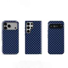 Navy Blue Polka Dot Phone Case, Compatible With IPhone 17, 16, 15, 14, 13, 12 Pro Max, Galaxy S25, S23, And Pixel - 款式1(1件) - 查看 4