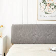 1件纯色提花床头板套，叶子图案，柔软亲肤，高弹防污，适用于单人/双人床、宿舍、家居，四季皆宜，易于拆卸清洗，房间装饰 - 深灰色 - 查看 6