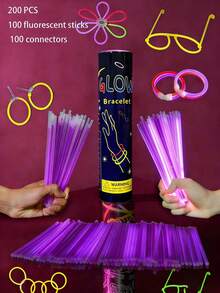 214 piezas Cubo de Varitas Luminosas Moradas, Viene con Conectores para Formar Diferentes Formas, Luminoso de Larga Duración, Accesorios de Animación para Conciertos, Brilla en la Oscuridad, Decoraciones para Fiestas, Juego de Varitas Luminosas Multicolor, También Adecuado como Regalos de Cumpleaños, Decoraciones para Fiestas, Juguetes Luminosos para Adolescentes, Decoraciones Luminosas - Púrpura - Ver 8
