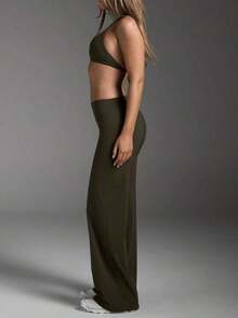 Women's Commuting Sports Elegant Modern Workplace Solid Color Slim Fit Flare Pants Black Spring - 軍綠色 - 查看 7