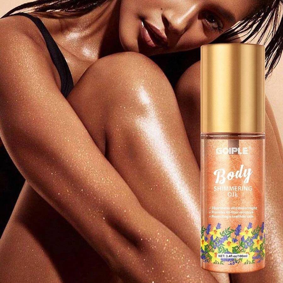 GOIPLE Gold Shimmer Body Mist-Radiant Metallic Body Glitter Spray Ultra-Glossy Effect Multi-Purpose Shimmer Glow Highlighter Face & Body Makeup Premium Beauty Cosmetic For Women Teens Great For Autumn Winter Perfect For Retro Y2K Aesthetic Fashion Fit For Festival Celebration New Year Party Must-Have Shade - 1pc 3.4fl.oz 金色 - 查看 1