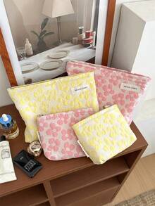 MEYOU FAIRY AGG 純色花朵清新款女用化妝包，內包，便攜旅行盥洗包，手提包，多功能護膚品收納袋，學生筆袋，女性衛生棉收納袋，送給媽媽和女友的禮物 - 彩色 - 查看 6