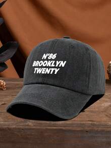 1pc Unisex Outdoor Casual Fashion Sports Retro N86 BROOKLYN TWENTY Graphic Adjustable Baseball Cap, Suitable For Spring/Summer, Versatile For Daily Wear, Camping, Fishing, Black & Multi-Color - Water-washed Baseball - View 14