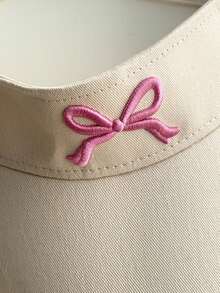 1 pieza Sombrero de playa de verano para mujer, sombrero de ala ancha con bordado de lazo dulce y lindo, con apertura en la parte superior para protección solar, regalo del día de San Valentín - Multicolor - Ver 11