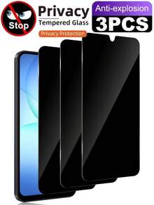 3pcs Anti Peeping Tempered Glass Film 9H Hardness Full Coverage Explosion-Proof Scratch Resistant Anti Spy Phone Screen Protector Compatible With Samsung Galaxy S26 Ultra S25 S24 FE S22 A57 A56 A55 A17 A07 A06 A16 A26 4G 5G/Compatible With Xiaomi 15T 14T Poco Note 14 13 4G 5G Office/Subway Privacy Protection No Bubble Easy To Install Protective Film Does Not Support Fingerprint Recognition - Black - View 18