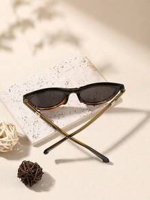 1 pieza Gafas de mujer con montura de policarbonato de ojo de gato con estampado de leopardo negro, vintage y de moda personalizado, para uso al aire libre, viajes, festivales y fiestas, con estuche - Multicolor - Ver 4